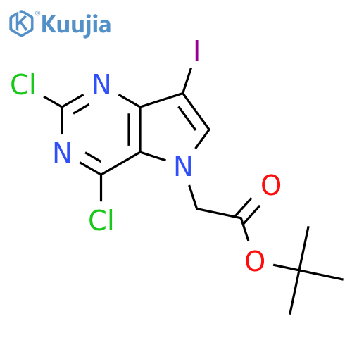 tert-butyl 2-{2,4-dichloro-7-iodo-5H-pyrrolo[3,2-d]pyrimidin-5-yl}acetate structure