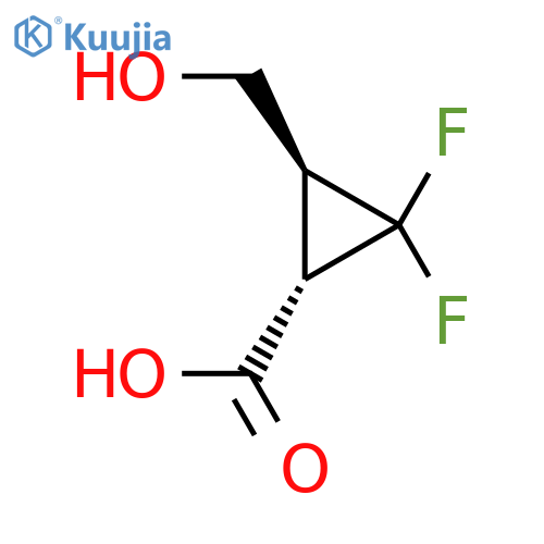 rac-(1R,3R)-2,2-difluoro-3-(hydroxymethyl)cyclopropane-1-carboxylic acid structure
