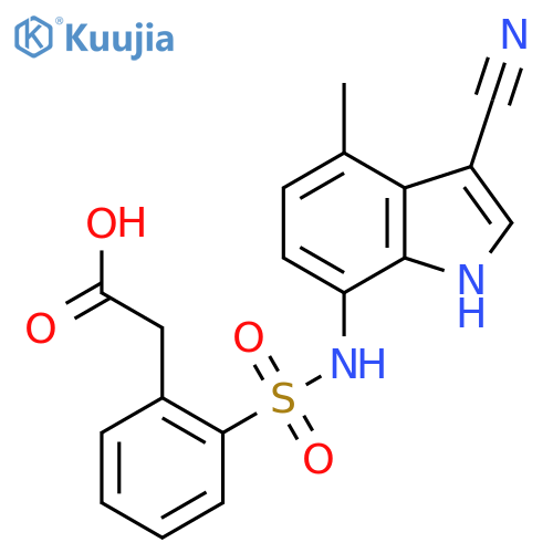 2-{2-[(3-cyano-4-methyl-1H-indol-7-yl)sulfamoyl]phenyl}acetic acid structure