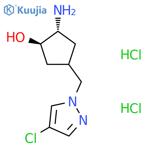 (1R,2R)-2-Amino-4-[(4-chloropyrazol-1-yl)methyl]cyclopentan-1-ol;dihydrochloride structure