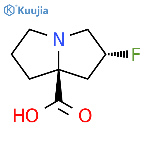 trans-2-fluoro-1,2,3,5,6,7-hexahydropyrrolizine-8-carboxylic acid structure