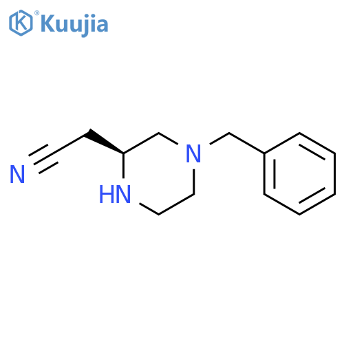 2-Piperazineacetonitrile, 4-(phenylmethyl)-, (2S)- structure