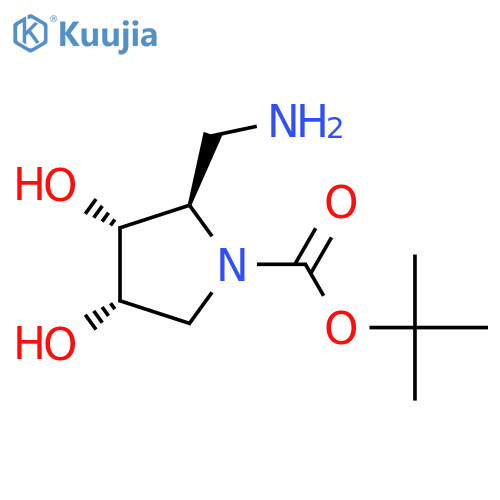 rac-tert-butyl (2R,3R,4S)-2-(aminomethyl)-3,4-dihydroxypyrrolidine-1-carboxylate structure