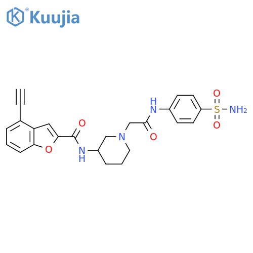 4-ethynyl-N-(1-{[(4-sulfamoylphenyl)carbamoyl]methyl}piperidin-3-yl)-1-benzofuran-2-carboxamide structure