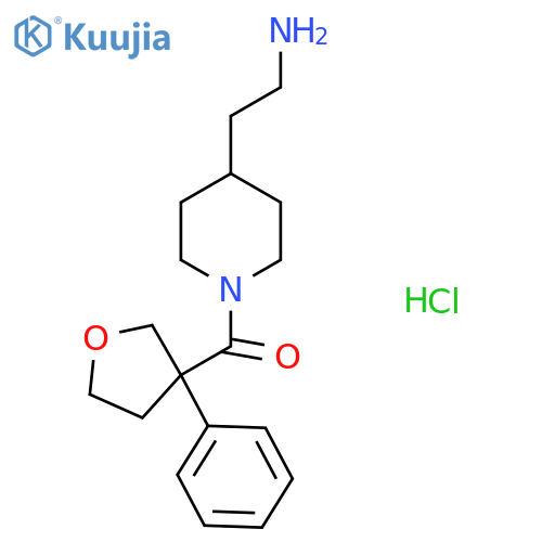 2-1-(3-phenyloxolane-3-carbonyl)piperidin-4-ylethan-1-amine hydrochloride structure