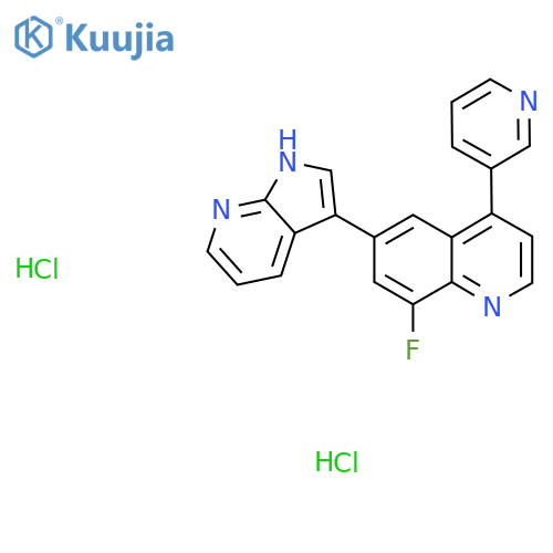 8-fluoro-4-(pyridin-3-yl)-6-{1H-pyrrolo[2,3-b]pyridin-3-yl}quinoline dihydrochloride structure