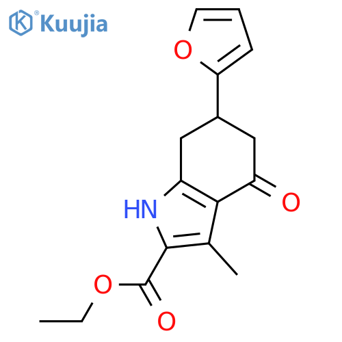 Ethyl 6-(2-furyl)-3-methyl-4-oxo-4,5,6,7-tetrahydro-1H-indole-2-carboxylate structure