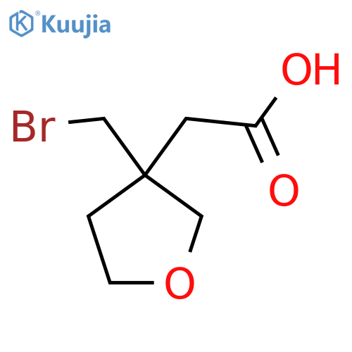 2-[3-(Bromomethyl)oxolan-3-yl]acetic acid structure