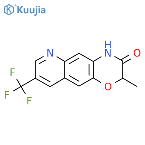 2-methyl-8-(trifluoromethyl)-2H,3H,4H-[1,4]oxazino[2,3-g]quinolin-3-one structure