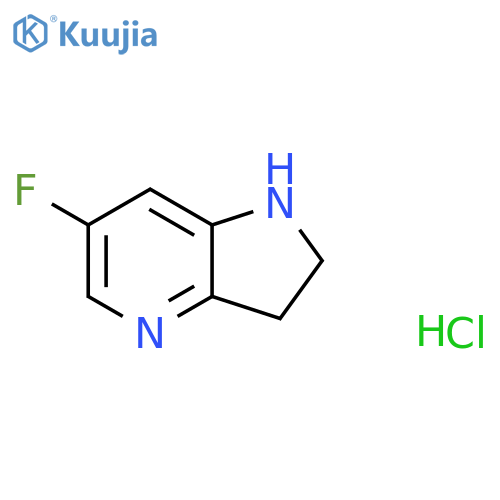 1H-Pyrrolo[3,2-b]pyridine, 6-fluoro-2,3-dihydro-, hydrochloride (1:1) structure