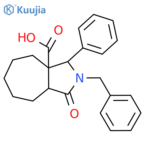 2-benzyl-1-oxo-3-phenyl-decahydrocycloheptacpyrrole-3a-carboxylic acid structure