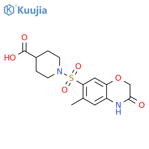 1-[(6-methyl-3-oxo-3,4-dihydro-2H-1,4-benzoxazin-7-yl)sulfonyl]piperidine-4-carboxylic acid structure