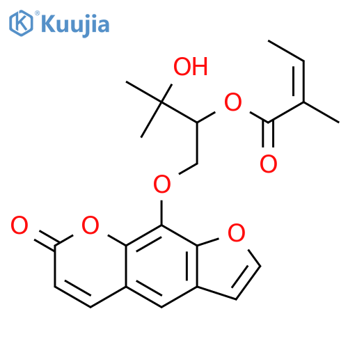 2-Butenoic acid,2-methyl-,2-hydroxy-2-methyl-1-[[(7-oxo-7H-furo[3,2-g][1]benzopyran-9-yl)oxy]methyl]propylester, (2Z)-(+)- structure
