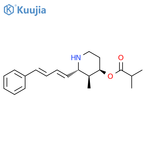 Propanoic acid, 2-methyl-, (2R,3R,4S)-3-methyl-2-[(1E,3E)-4-phenyl-1,3-butadien-1-yl]-4-piperidinyl ester, rel- structure