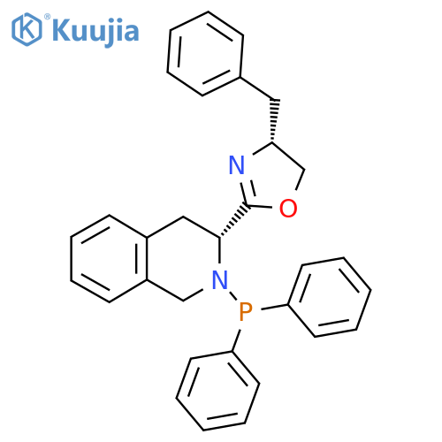(R)-4-Benzyl-2-((R)-2-(diphenylphosphanyl)-1,2,3,4-tetrahydroisoquinolin-3-yl)-4,5-dihydrooxazole structure