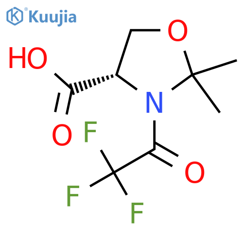 (4S)-2,2-dimethyl-3-(2,2,2-trifluoroacetyl)-1,3-oxazolidine-4-carboxylic acid structure