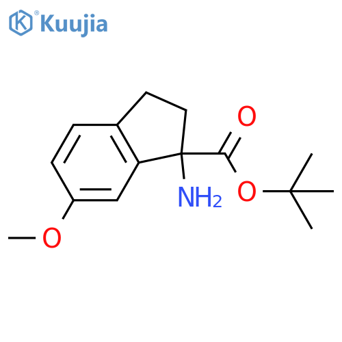 tert-butyl 1-amino-6-methoxy-2,3-dihydro-1H-indene-1-carboxylate structure
