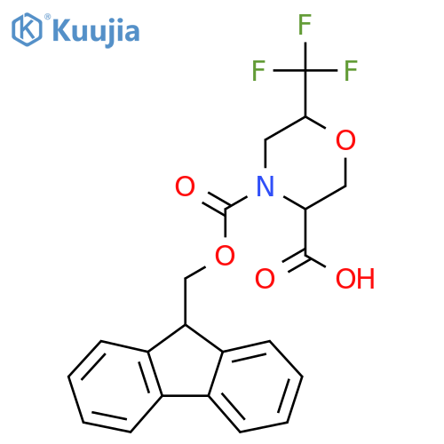 4-{(9H-fluoren-9-yl)methoxycarbonyl}-6-(trifluoromethyl)morpholine-3-carboxylic acid structure
