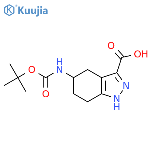 5-{(tert-butoxy)carbonylamino}-4,5,6,7-tetrahydro-1H-indazole-3-carboxylic acid structure