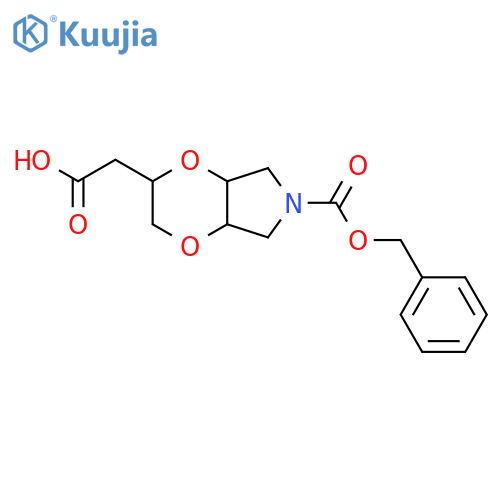 2-{6-[(benzyloxy)carbonyl]-hexahydro-2H-[1,4]dioxino[2,3-c]pyrrol-2-yl}acetic acid structure