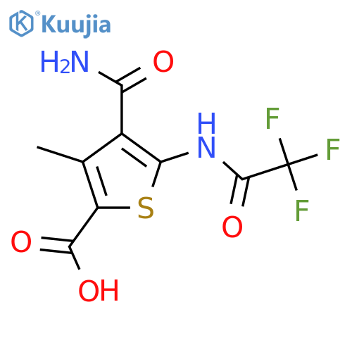 4-Carbamoyl-3-methyl-5-(2,2,2-trifluoroacetamido)thiophene-2-carboxylic acid structure