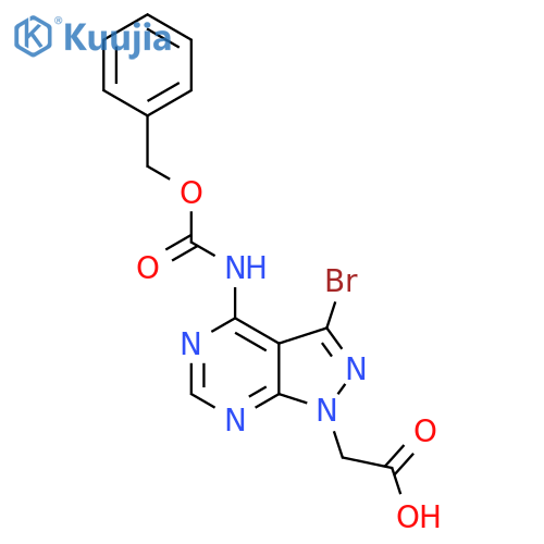 2-(4-{[(benzyloxy)carbonyl]amino}-3-bromo-1H-pyrazolo[3,4-d]pyrimidin-1-yl)acetic acid structure