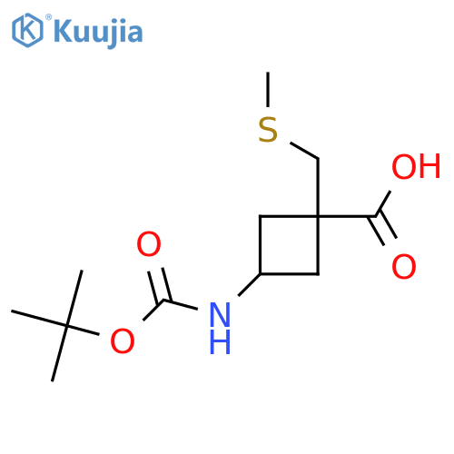 3-{(tert-butoxy)carbonylamino}-1-(methylsulfanyl)methylcyclobutane-1-carboxylic acid structure