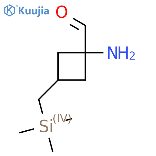 1-Amino-3-[(trimethylsilyl)methyl]cyclobutane-1-carbaldehyde structure