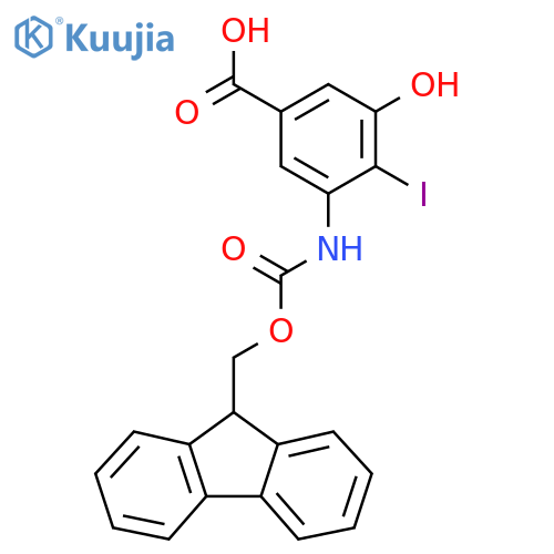 3-({[(9H-fluoren-9-yl)methoxy]carbonyl}amino)-5-hydroxy-4-iodobenzoic acid structure