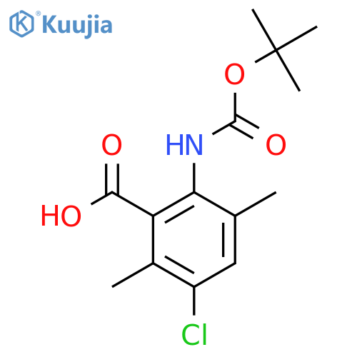 2-{[(Tert-butoxy)carbonyl]amino}-5-chloro-3,6-dimethylbenzoic acid structure