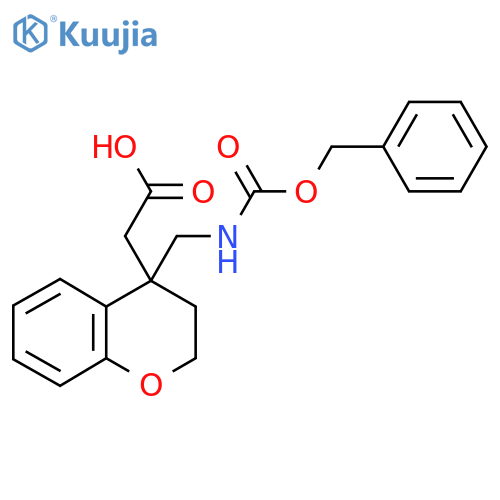2-[4-({[(benzyloxy)carbonyl]amino}methyl)-3,4-dihydro-2H-1-benzopyran-4-yl]acetic acid structure