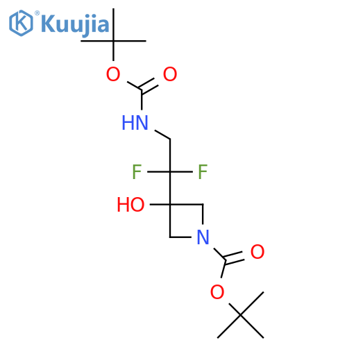Tert-butyl 3-(2-{[(tert-butoxy)carbonyl]amino}-1,1-difluoroethyl)-3-hydroxyazetidine-1-carboxylate structure