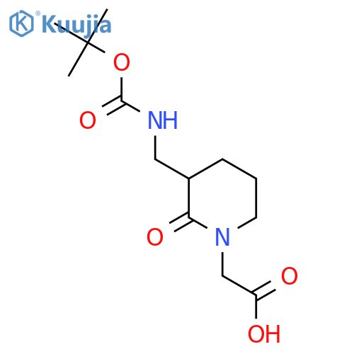 2-[3-({[(Tert-butoxy)carbonyl]amino}methyl)-2-oxopiperidin-1-yl]acetic acid structure
