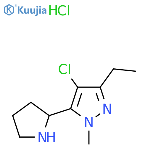 4-chloro-3-ethyl-1-methyl-5-(pyrrolidin-2-yl)-1H-pyrazole hydrochloride structure