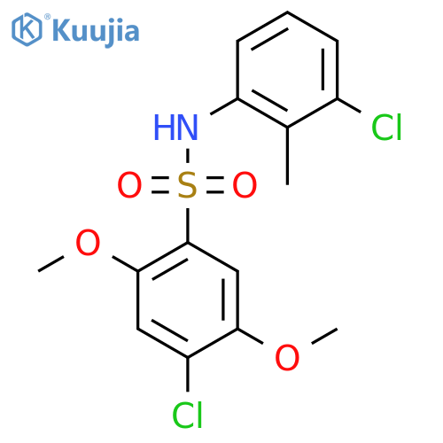 4-chloro-N-(3-chloro-2-methylphenyl)-2,5-dimethoxybenzene-1-sulfonamide structure