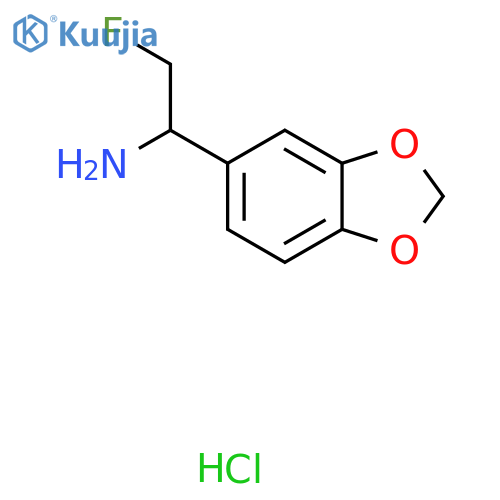 1-(1,3-Dioxaindan-5-yl)-2-fluoroethan-1-amine hydrochloride structure