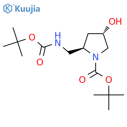 tert-butyl (2R,4S)-2-({[(tert-butoxy)carbonyl]amino}methyl)-4-hydroxypyrrolidine-1-carboxylate structure