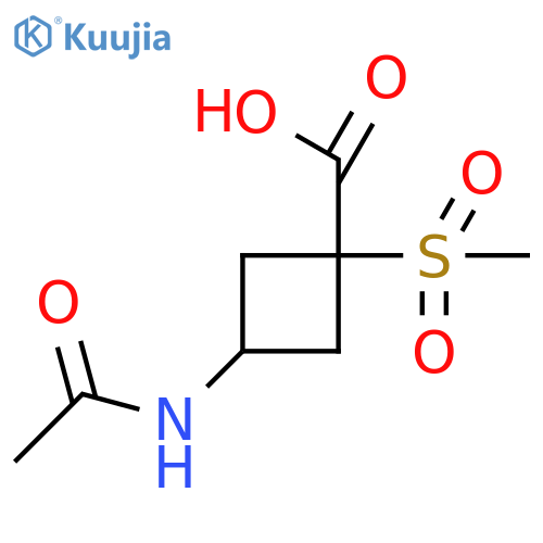 3-Acetamido-1-methanesulfonylcyclobutane-1-carboxylic acid structure