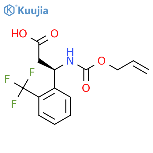 (3R)-3-{[(prop-2-en-1-yloxy)carbonyl]amino}-3-[2-(trifluoromethyl)phenyl]propanoic acid structure