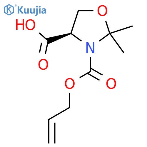 (4R)-2,2-dimethyl-3-[(prop-2-en-1-yloxy)carbonyl]-1,3-oxazolidine-4-carboxylic acid structure