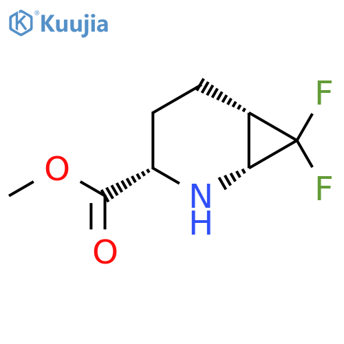 methyl (1R,3S,6S)-7,7-difluoro-2-azabicyclo[4.1.0]heptane-3-carboxylate structure
