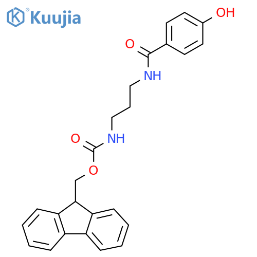 (9H-fluoren-9-yl)methyl N-{3-[(4-hydroxyphenyl)formamido]propyl}carbamate structure