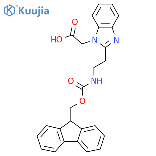 2-{2-[2-({[(9H-fluoren-9-yl)methoxy]carbonyl}amino)ethyl]-1H-1,3-benzodiazol-1-yl}acetic acid structure