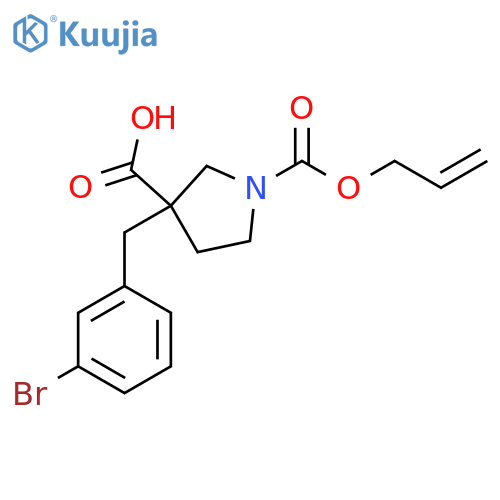 3-[(3-Bromophenyl)methyl]-1-[(prop-2-en-1-yloxy)carbonyl]pyrrolidine-3-carboxylic acid structure