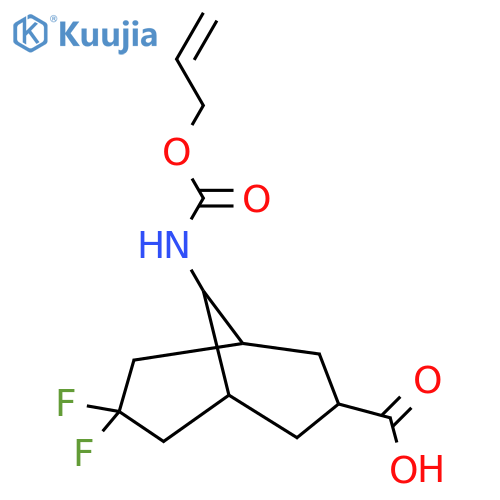 7,7-Difluoro-9-{[(prop-2-en-1-yloxy)carbonyl]amino}bicyclo[3.3.1]nonane-3-carboxylic acid structure