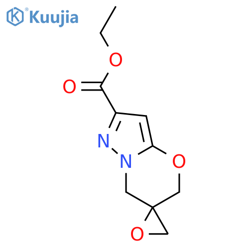 Ethyl 5',7'-dihydrospiro[oxirane-2,6'-pyrazolo[3,2-b][1,3]oxazine]-2'-carboxylate structure