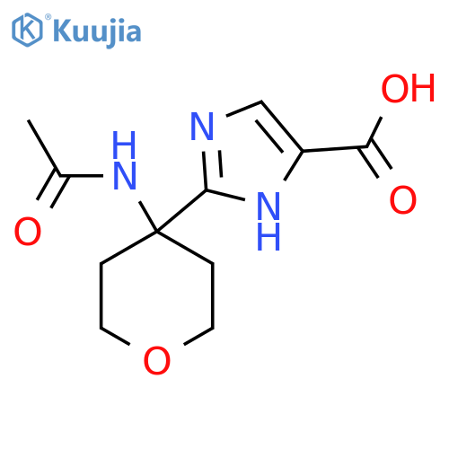2-(4-acetamidooxan-4-yl)-1H-imidazole-4-carboxylic acid structure