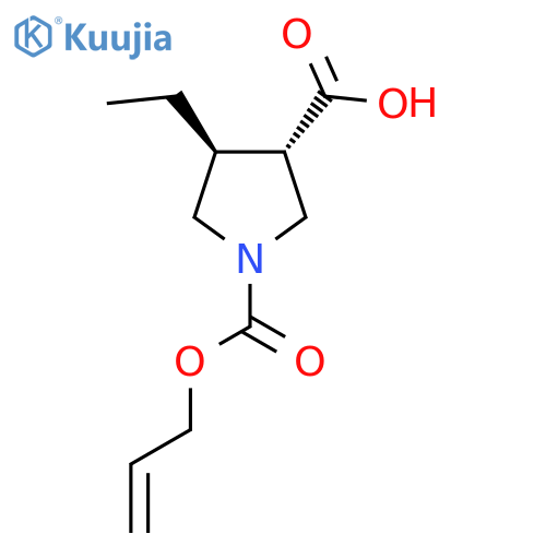 rac-(3R,4R)-4-ethyl-1-[(prop-2-en-1-yloxy)carbonyl]pyrrolidine-3-carboxylic acid structure