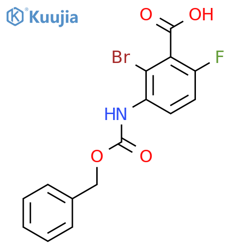 3-{(benzyloxy)carbonylamino}-2-bromo-6-fluorobenzoic acid structure