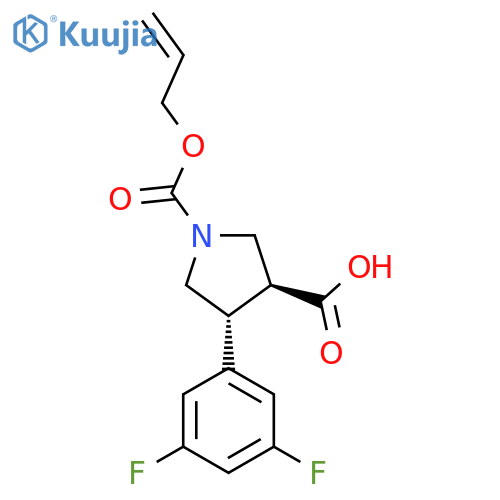 rac-(3R,4S)-4-(3,5-difluorophenyl)-1-[(prop-2-en-1-yloxy)carbonyl]pyrrolidine-3-carboxylic acid structure